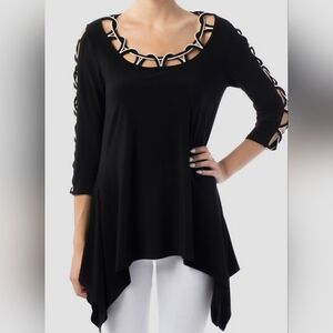 Joseph Ribkoff Black Cutout Detail Women's Top